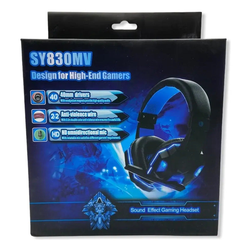 Audífonos Gamer Soyto Sy830 Para Consolas Smartphone Rgb Azul