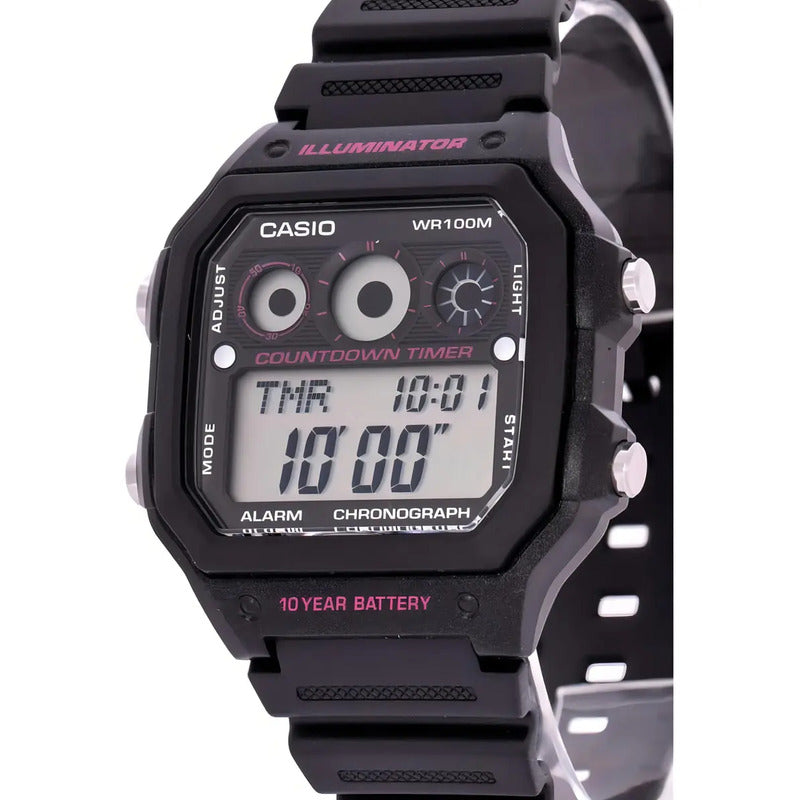 Reloj Pulsera Digital Casio Ae-1300wh-1a2 Con Correa De Resina Color Negro