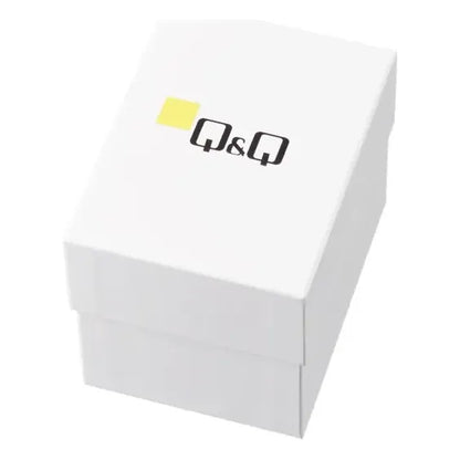 Reloj Q&q A44a-004py De Cuarzo Con Correa De Cuero Negra Para Adultos Negro Plateado Blanco