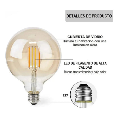 Ampolletas Vintage Ampolleta Led E27 Filamento Globo 4w G80 Blanco Cálido
