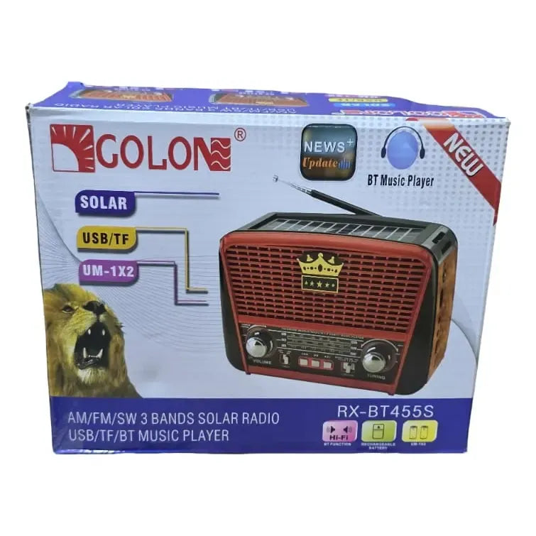 Rádio Portátil Retrô Vintage Am Fm Bluetooth Usb Rx-bt455s Marron Con Rojo