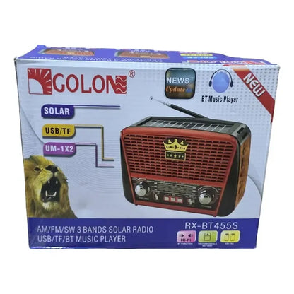Rádio Portátil Retrô Vintage Am Fm Bluetooth Usb Rx-bt455s Marron Con Rojo