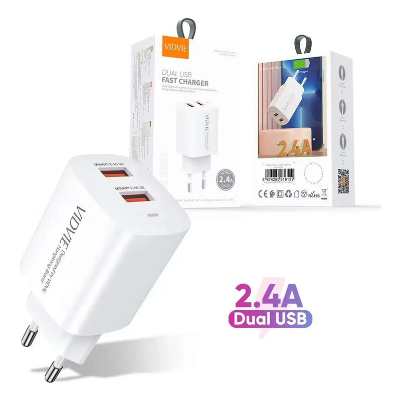 Cargador Pared   Dual Usb Ple250 Blanco