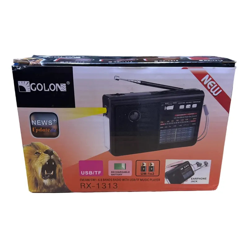 Radio Portátil Recargable Con Linterna 8 Bandas
