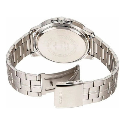 Reloj Casio Hombre Mtp-vd01d, 50m, Fechador, Correa Plateado Bisel Plateado Fondo Negro