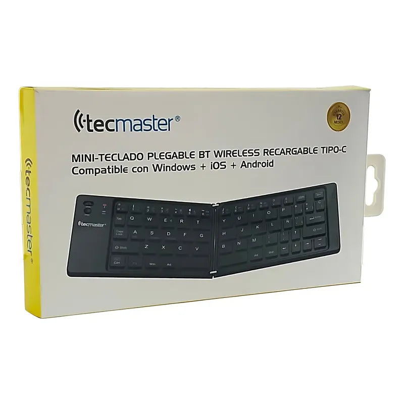 Teclado Plegable Bluetooth Tecmaster Negro Tipo-c Compatible Windows Ios Android Inglés Internacional
