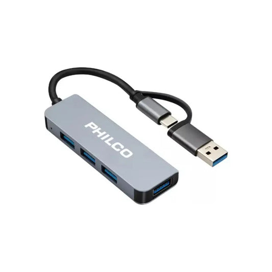 Hub 4 En 1 Tipo C A Usb Philips Color Plateado