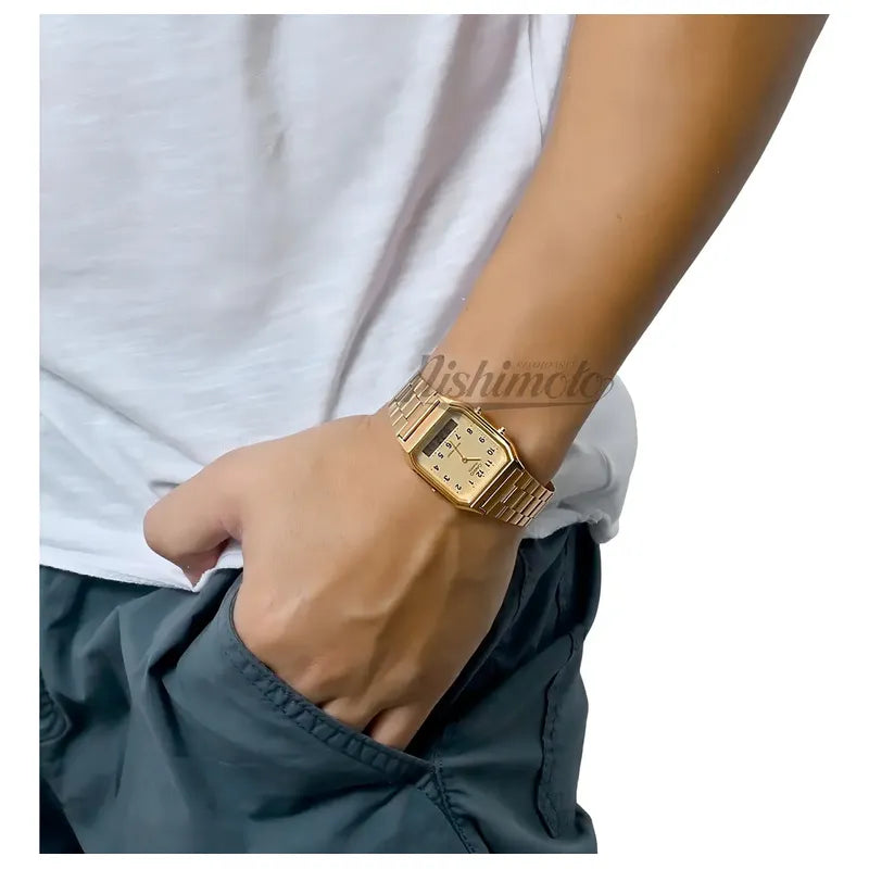 Reloj Unisex Casio Vintage Rectangular Dorado Aq-230ga-9b