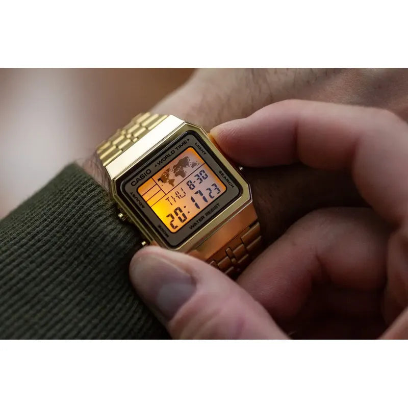 Reloj Casio Hombre A500wga-1d Vintage Dorado Negro Positivo