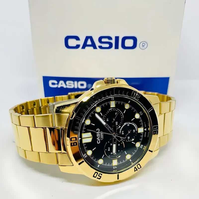 Reloj Hombre Casio Mtp-vd300g-1e Dorado Análogo / Color Del Fondo Negro