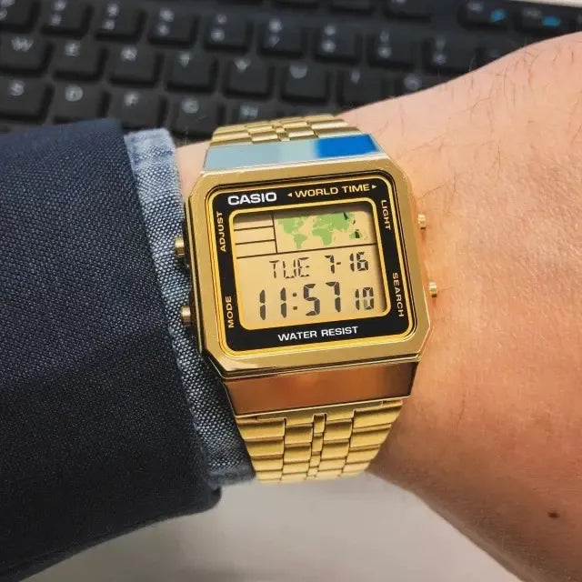 Reloj Casio Hombre A500wga-1d Vintage Dorado Negro Positivo