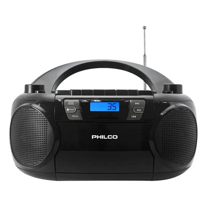 Boombox Cd Bluetooth Y Casete 12w Color Negro