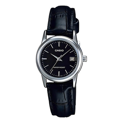 Reloj Casio Ltp-v002l-1a Mujer - Análogo Negro Plata