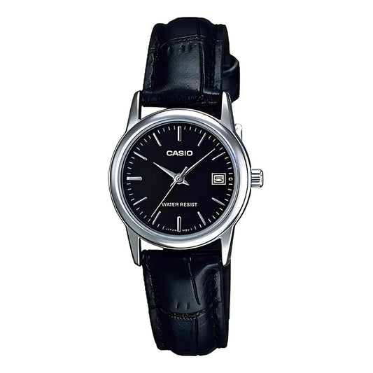 Reloj Casio Ltp-v002l-1a Mujer - Análogo Negro Plata