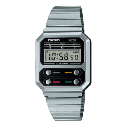 Reloj Casio Vintage A-100we-1a Agente Oficial Casiocentro Plateado Gris