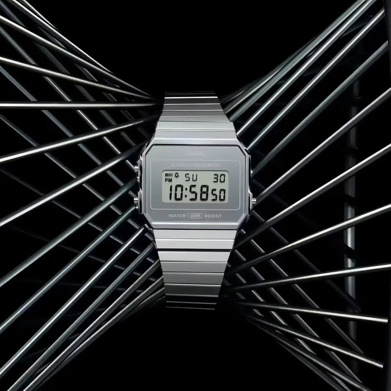 Reloj Casio Vintage Digital Para Hombre De Acero Inoxidable Plateado