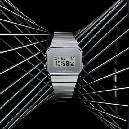 Reloj Casio Vintage Digital Para Hombre De Acero Inoxidable Plateado