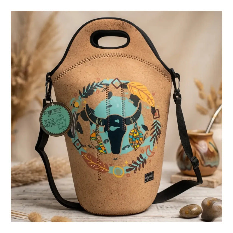 Bolso Matero Porta Termo Mate De Neopreno Anymate Marrón Claro