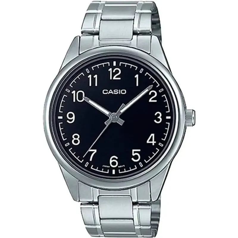Reloj Casio Mtpv005d-1b4 Hombre Analogo Metal Plateado Negro