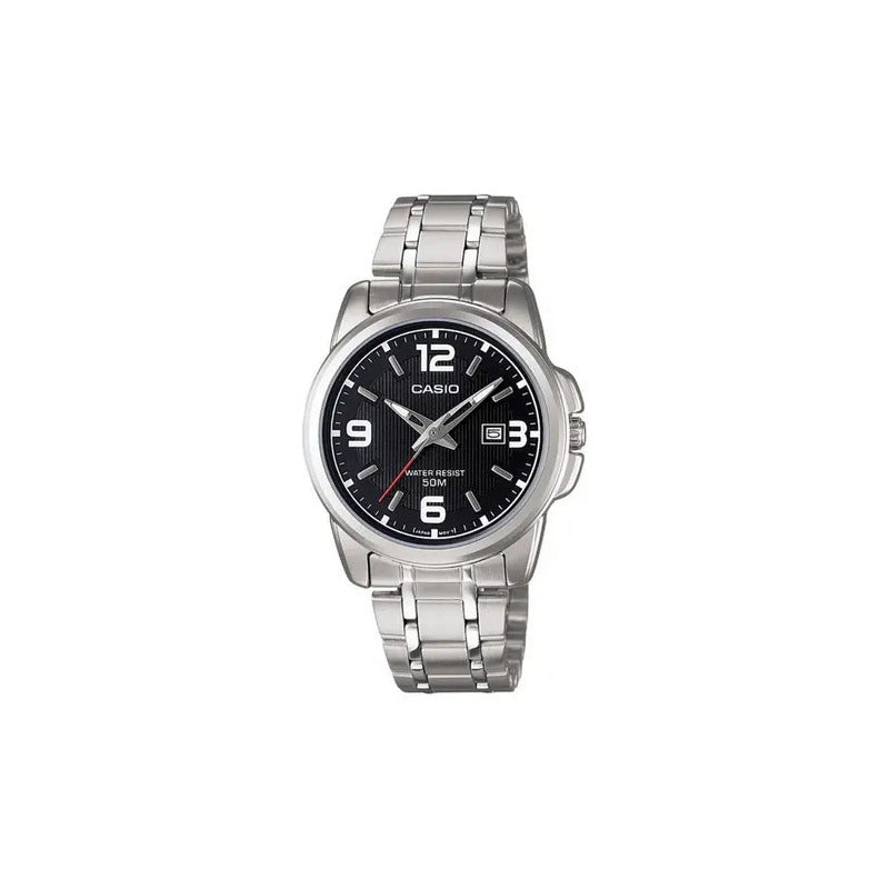 Reloj Casio Dama Ltp-1314d-1a - Acero Inoxidable - Fechador Plateado Negro