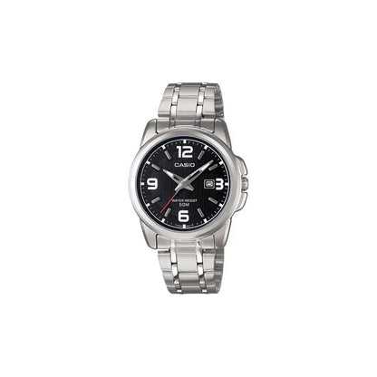 Reloj Casio Dama Ltp-1314d-1a - Acero Inoxidable - Fechador Plateado Negro