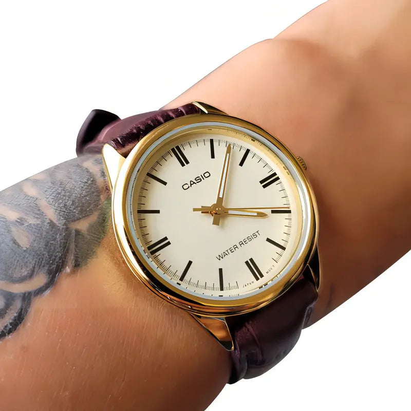Reloj Casio Ltpv005gl-9a Mujer Correa Marrón *watchsalas