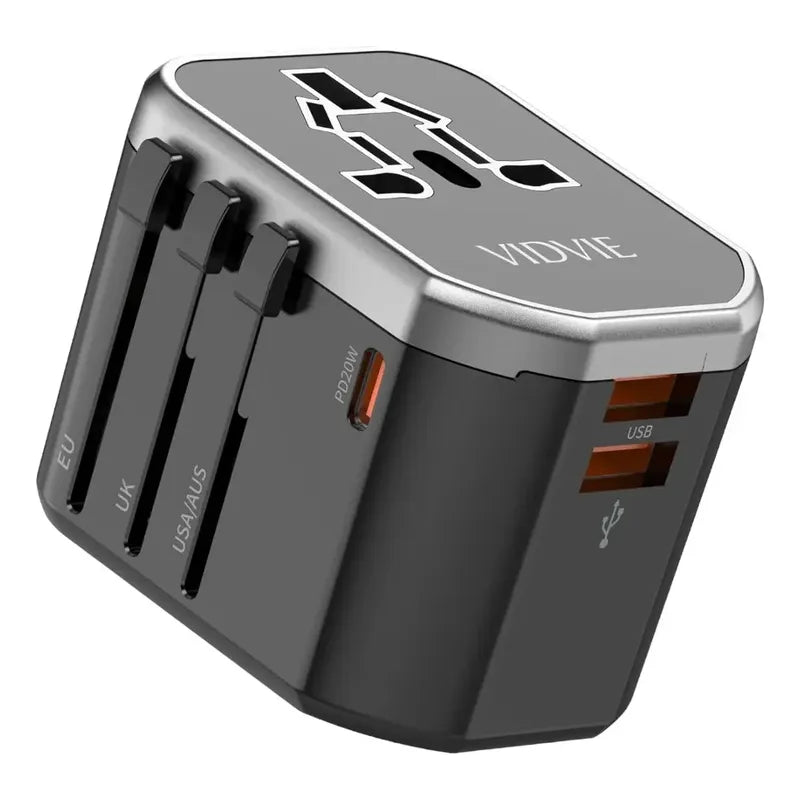 Cargador De Pared Universal Vidvie Ta4404 20w 2 Usb Carga Rápida Negro
