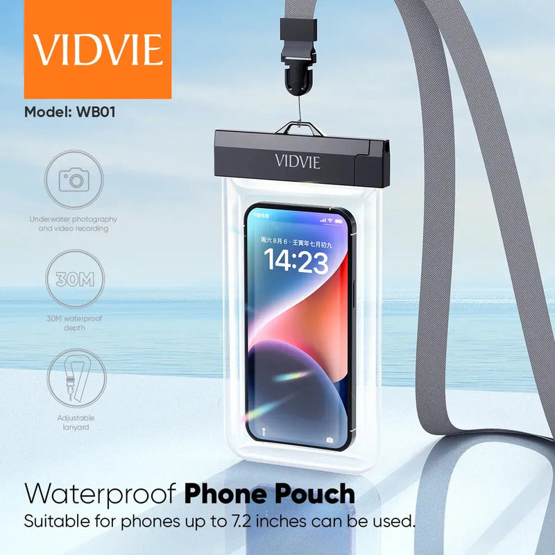 Funda Impermeable Bolsa Protector Para Teléfono Vidvie Wb01 Negro Lisa