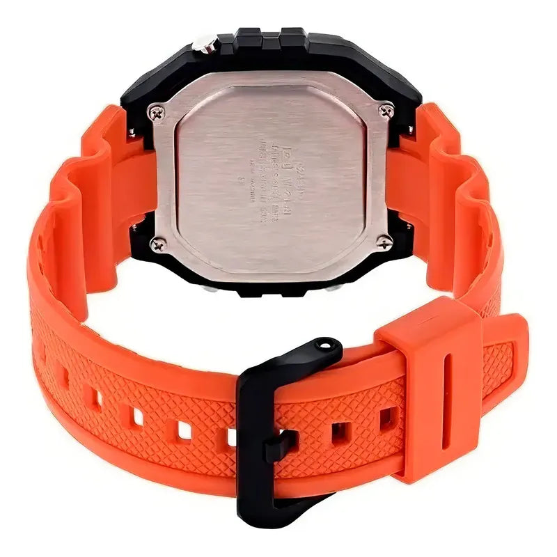 Reloj Casio Youth W-218h-3av Hombre,correa Naranja Bisel Neg Naranja Negro Gris