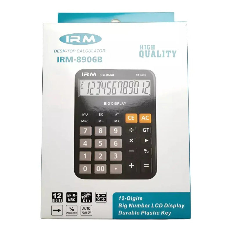 Calculadora De Escritorio Pantalla Grande Irm 8906b Negro