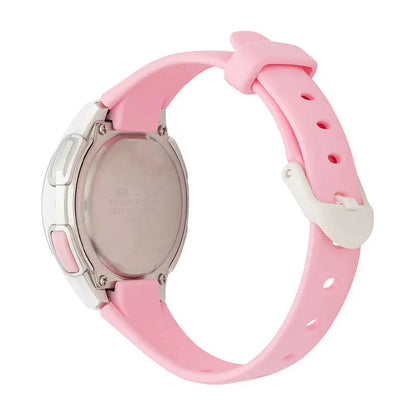 Reloj Mujer Casio Lw-203-4a Rosado Digital / Correa Rosa Bisel Blanco Fondo Rosa Plata Relojes De Muñeca