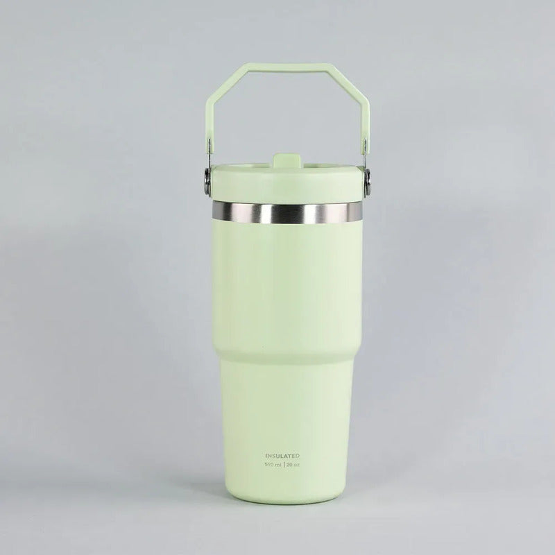 Botella Térmica Keep 590ml Con Mango Verde Lisa