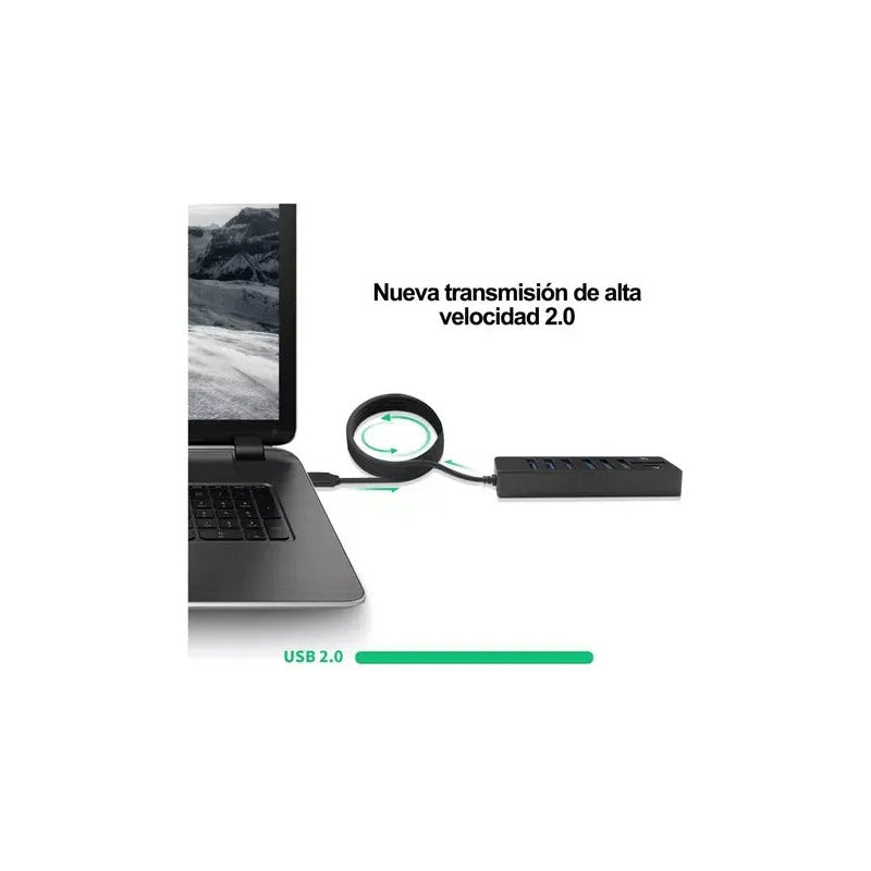 Hub 6 Puertos Multi Usb 3.0 Adaptador Con Lector Tarjeta Sd Negro