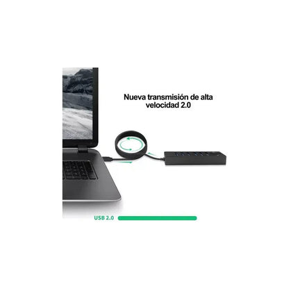 Hub 6 Puertos Multi Usb 3.0 Adaptador Con Lector Tarjeta Sd Negro