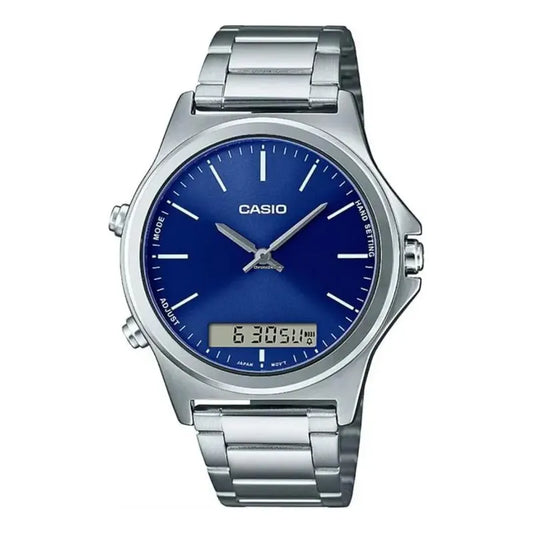 Reloj Casio Mtp-vc01d-2e De Hombre Digital Y Análogo Con Correa De Acero Inoxidable Plateado Azul