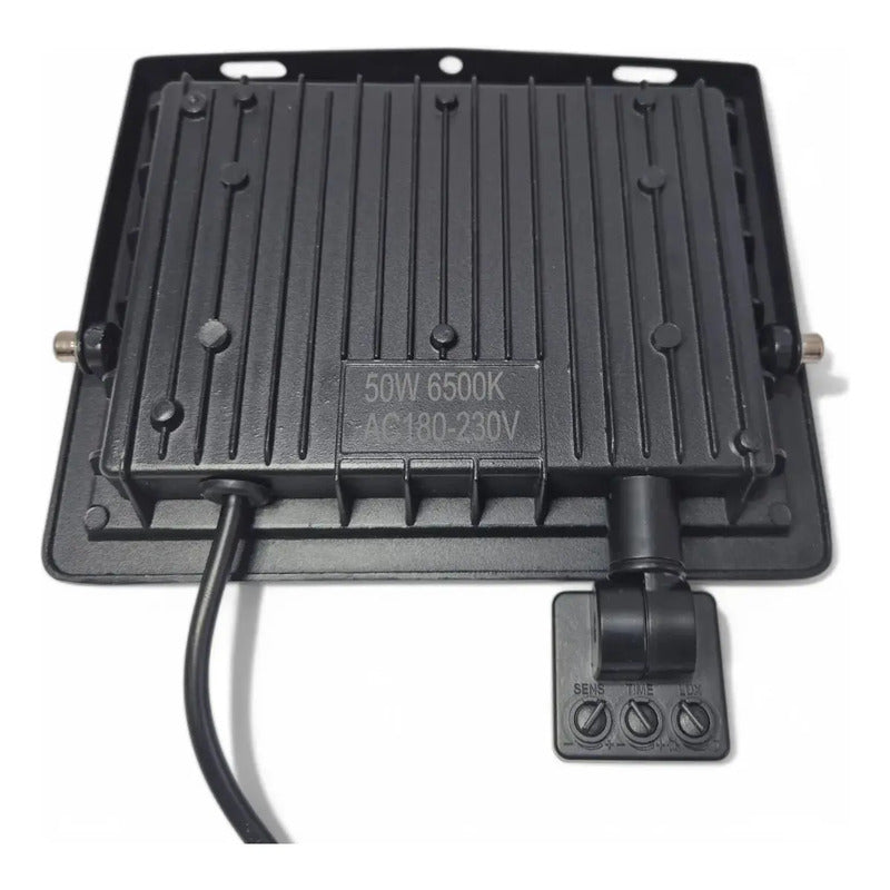 Foco Led 50w Exterior Sensor Bajo Consumo Negro Blanco Frío
