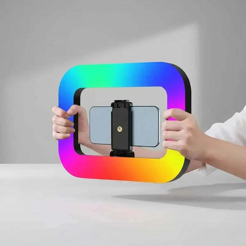 Aro De Luz Led Rgb Multicolor Recargable Selfie Inalambrico Negro Rgb