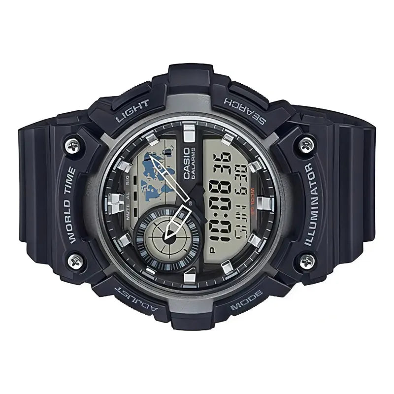 Reloj Casio Aeq200w-1avdf Cuarzo Hombre Color De La Correa Negro
