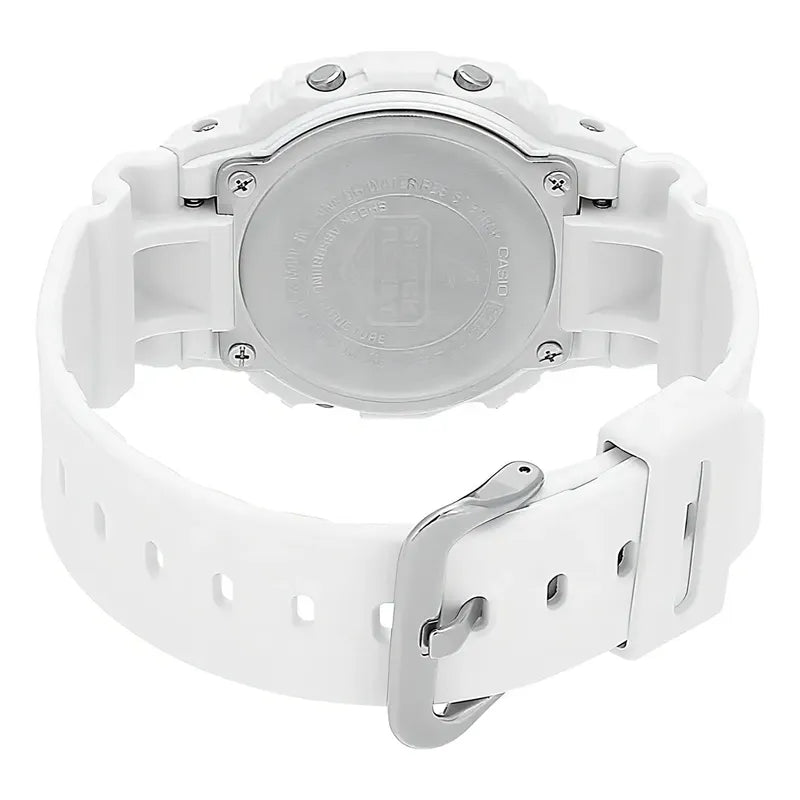 Reloj Pulsera Casio Dw-5600mw-7dr Con Correa De Resina Color Blanco - Fondo Gris
