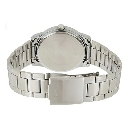 Reloj Pulsera Casio Mtp-v001d-1budf Con Correa De Acero Inoxidable Color Plateado - Fondo Negro