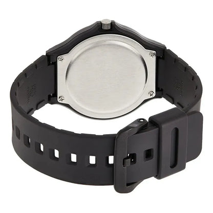 Reloj De Pulsera Casio Youth Mw-240-2bv Con Cuerpo Negro, Analógico, Para Hombre, Fondo Negro, Con Correa De Resina Negra, Fondo Azul Cielo, Bisel Negro Y Hebilla Sencilla