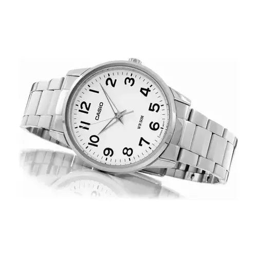 Reloj Casio Mtp-1303d De Cuarzo Para Hombre Con Correa De Acero Inoxidable Plateada Plateado Blanco
