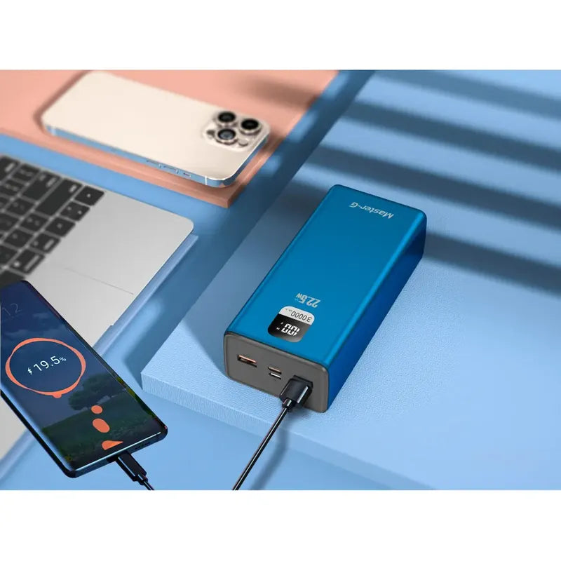 Cargador Portatil Bateria Power Bank Master-g 30000mah 22.5w Color Azul