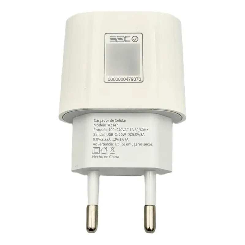 Cargador Tipo C Con Cable C A C 20w Carga Rápida Irm A2347 Blanco