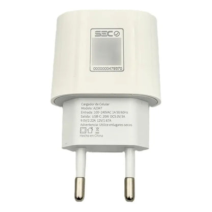 Cargador Tipo C Con Cable C A C 20w Carga Rápida Irm A2347 Blanco