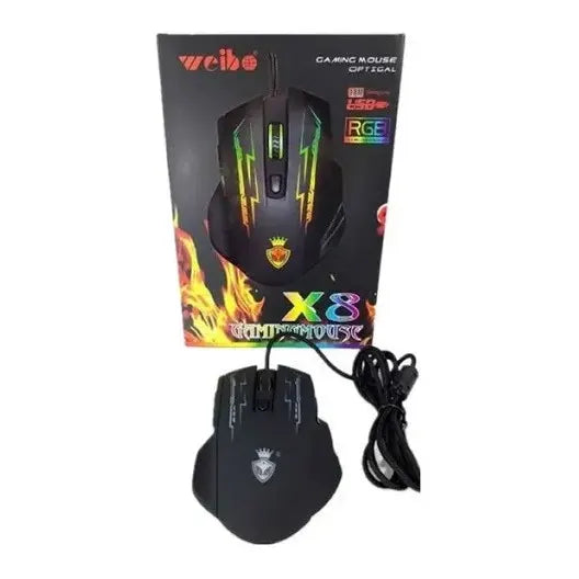 Mouse Gamer Weibo X8 Usb Ergonómico 3200 Dpi Óptico Negro