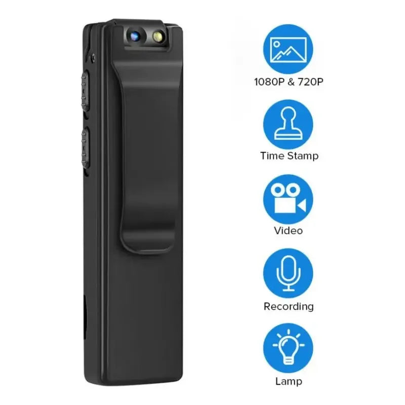Camara Portatil Hd Diseño Clip Lente Giratorio 1080p 360° Negro