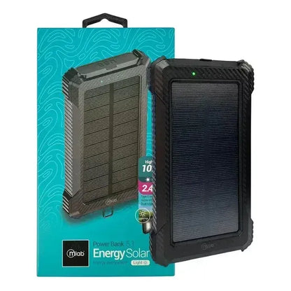 Cargador Portátil Solar Mlab De 10.000 Mah, Batería Externa Con Carga Rápida Y Linterna Negro