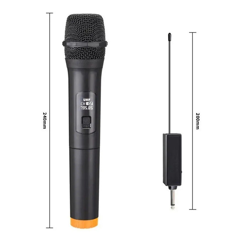 Microfono Inalambrico 10 Metros De Alcance Karaoke Color Negro