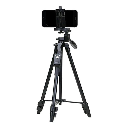 Trípode Profesional Con Bluetooth Para Celular Y Cámara, 128 Cm De Altura, Negro